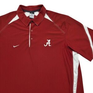 Nike Dri-Fit Alabama Crimson Tide Embroidered Polo Shirt Coaches Red Mens‎ XL